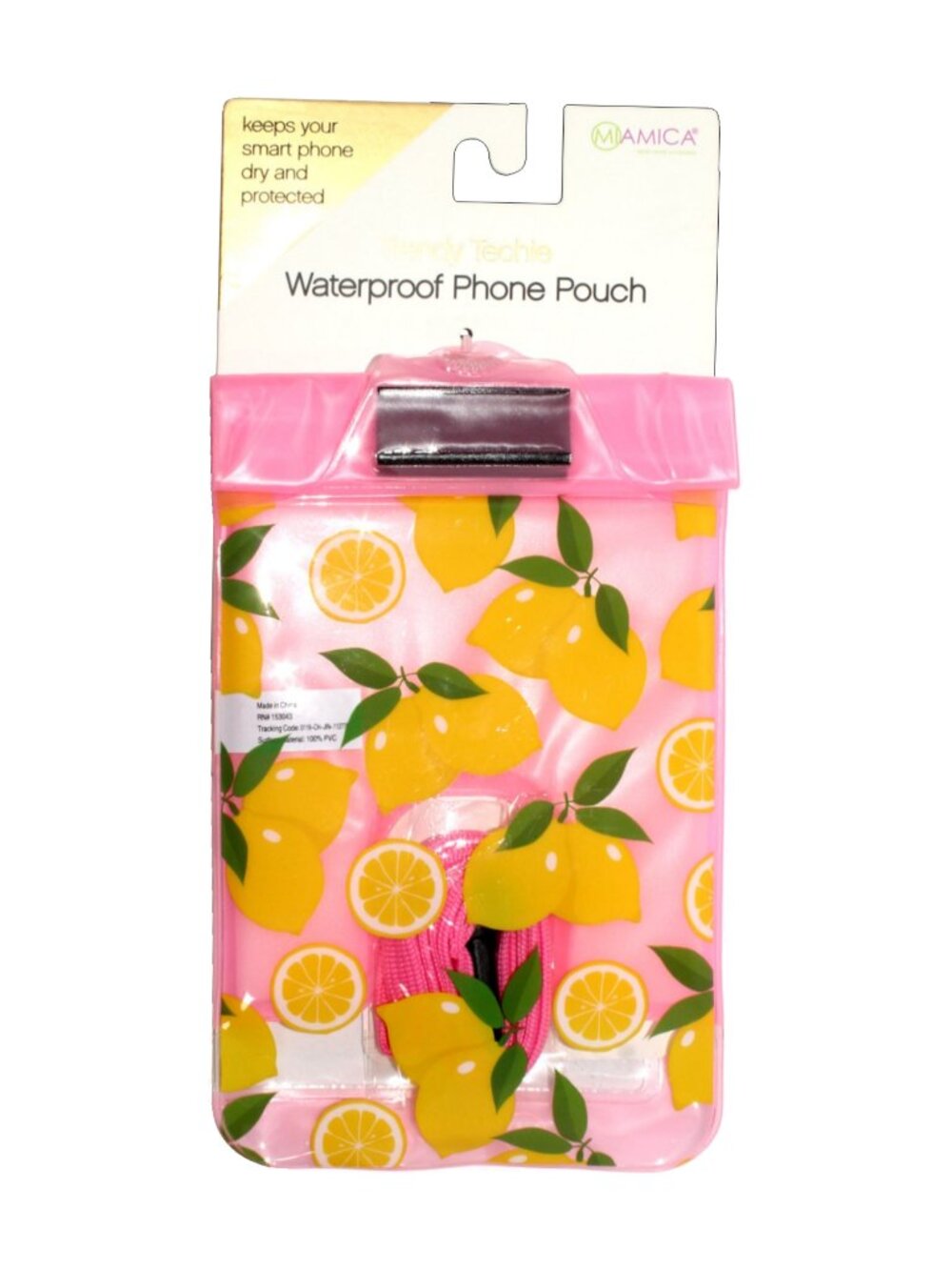 Miamica Trendy Techie Lemon Printed Waterproof PVC Phone Pouch M31396